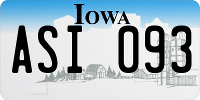 IA license plate ASI093