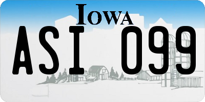 IA license plate ASI099