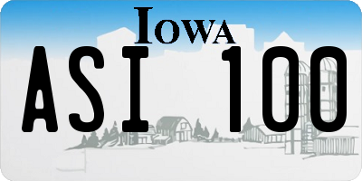 IA license plate ASI100