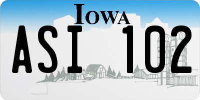 IA license plate ASI102