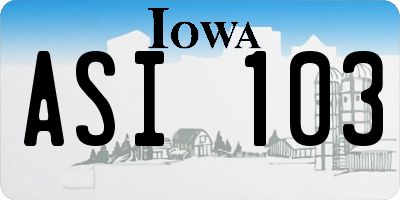 IA license plate ASI103