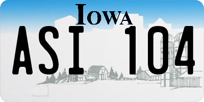 IA license plate ASI104