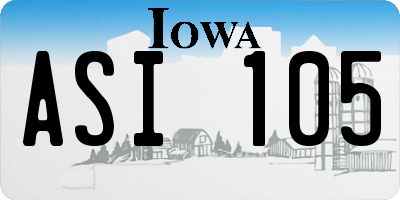 IA license plate ASI105