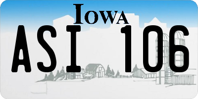 IA license plate ASI106