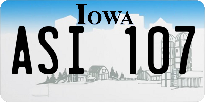 IA license plate ASI107