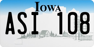 IA license plate ASI108