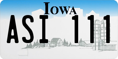 IA license plate ASI111