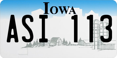 IA license plate ASI113