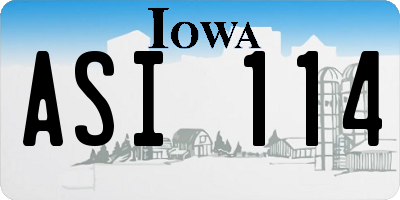 IA license plate ASI114