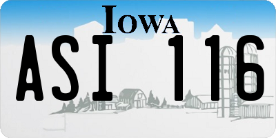 IA license plate ASI116