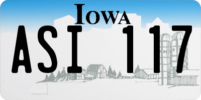 IA license plate ASI117