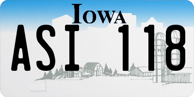 IA license plate ASI118