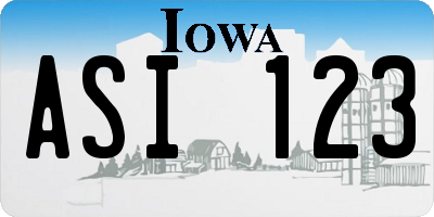 IA license plate ASI123