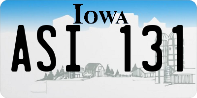 IA license plate ASI131