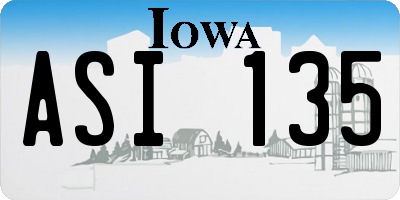 IA license plate ASI135