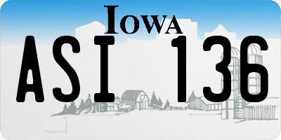 IA license plate ASI136