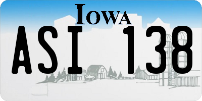 IA license plate ASI138