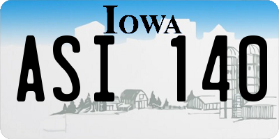 IA license plate ASI140