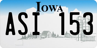 IA license plate ASI153