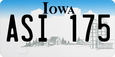 IA license plate ASI175