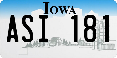 IA license plate ASI181