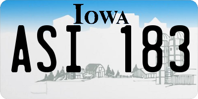 IA license plate ASI183
