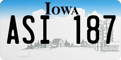 IA license plate ASI187