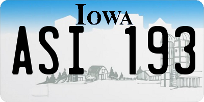 IA license plate ASI193