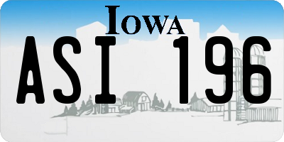 IA license plate ASI196