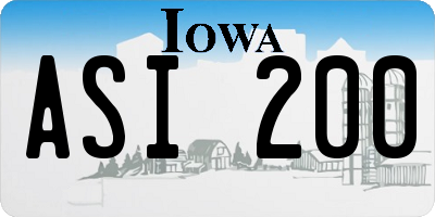 IA license plate ASI200