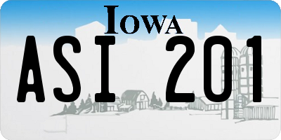 IA license plate ASI201