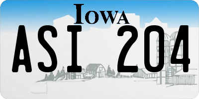 IA license plate ASI204