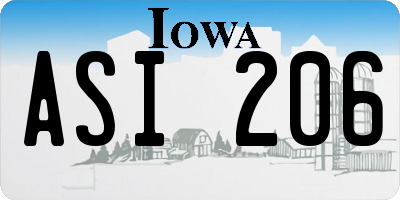 IA license plate ASI206