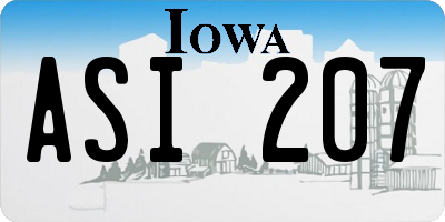 IA license plate ASI207