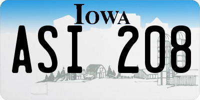 IA license plate ASI208