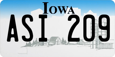 IA license plate ASI209