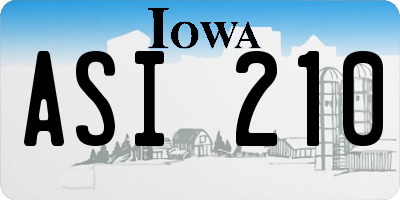 IA license plate ASI210