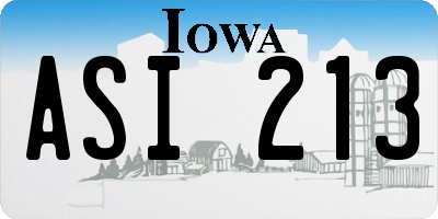 IA license plate ASI213