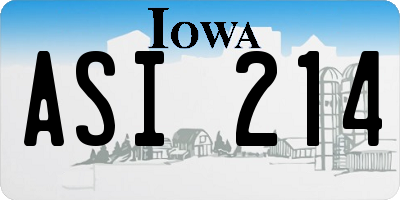IA license plate ASI214