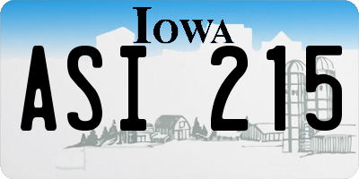 IA license plate ASI215