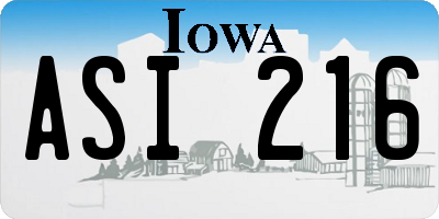 IA license plate ASI216