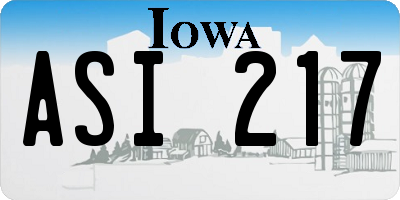 IA license plate ASI217