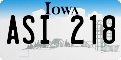 IA license plate ASI218