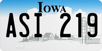 IA license plate ASI219