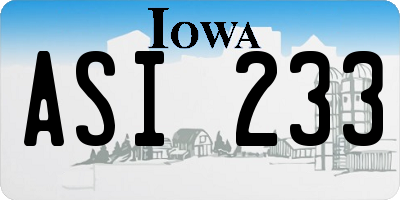 IA license plate ASI233