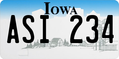 IA license plate ASI234