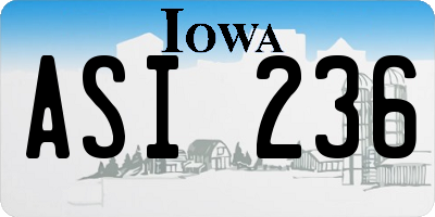 IA license plate ASI236