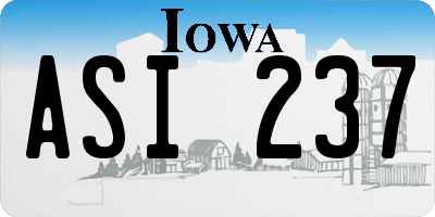 IA license plate ASI237
