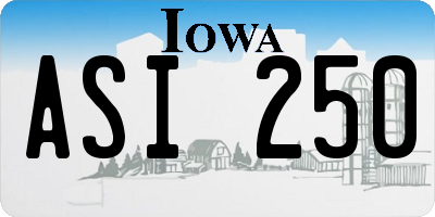 IA license plate ASI250