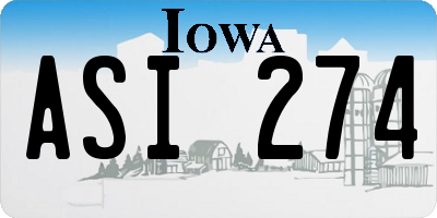 IA license plate ASI274